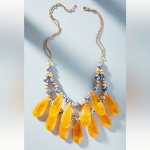 Anthropologie Yellow and Blue Teardrop Necklace